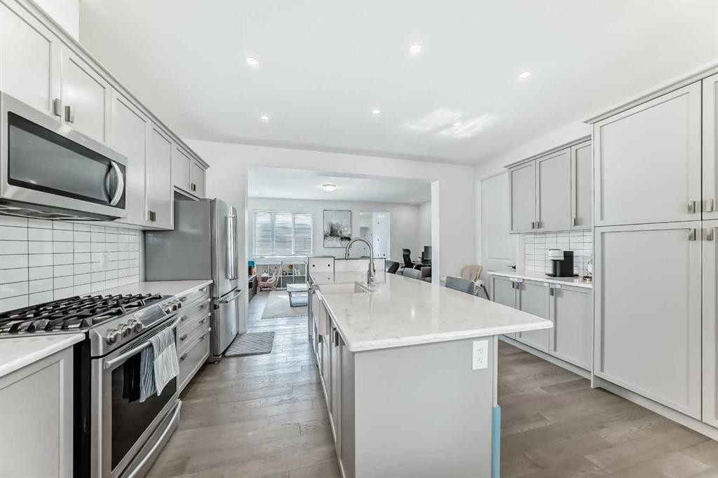 372 Carrington Way Nw, Calgary, AB - Indoor Photo Showing Kitchen With Stainless Steel Kitchen With Upgraded Kitchen