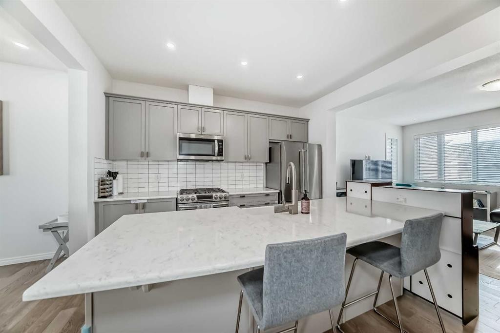 372 Carrington Way Nw, Calgary, AB - Indoor Photo Showing Kitchen With Stainless Steel Kitchen With Upgraded Kitchen