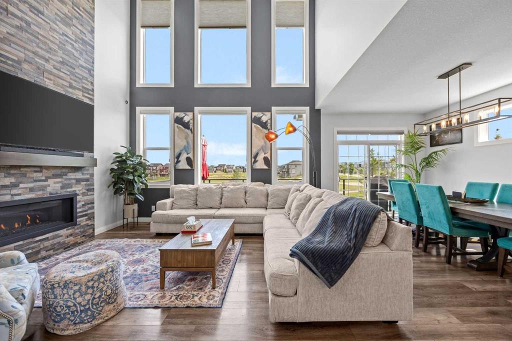 195 Evansfield Close Nw, Calgary, AB - Indoor Photo Showing Living Room With Fireplace