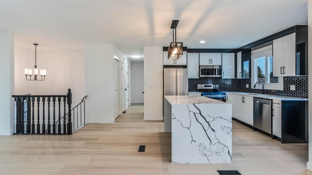 172 Pinewind Road Ne, Calgary, AB - Indoor Photo Showing Kitchen With Stainless Steel Kitchen With Upgraded Kitchen