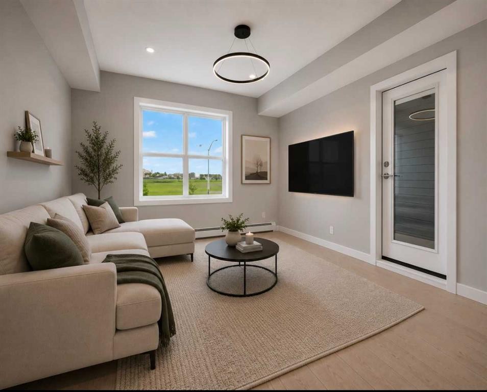 1217-63 Corner Glen Crescent Ne, Calgary, AB - Indoor Photo Showing Living Room