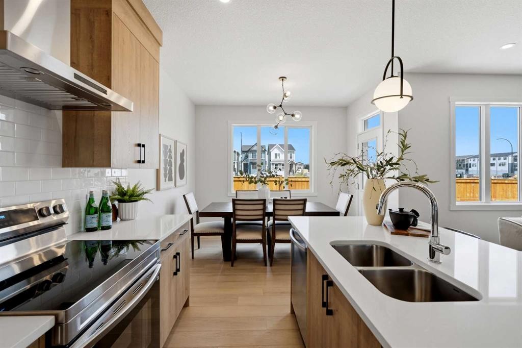 695 Buffaloberry Manor Se, Calgary, AB - Indoor Photo Showing Kitchen With Double Sink With Upgraded Kitchen