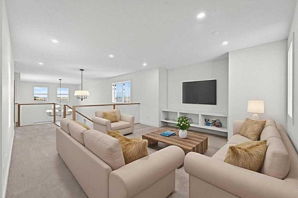 539 Waterford Rise, Chestermere, AB - Indoor Photo Showing Living Room