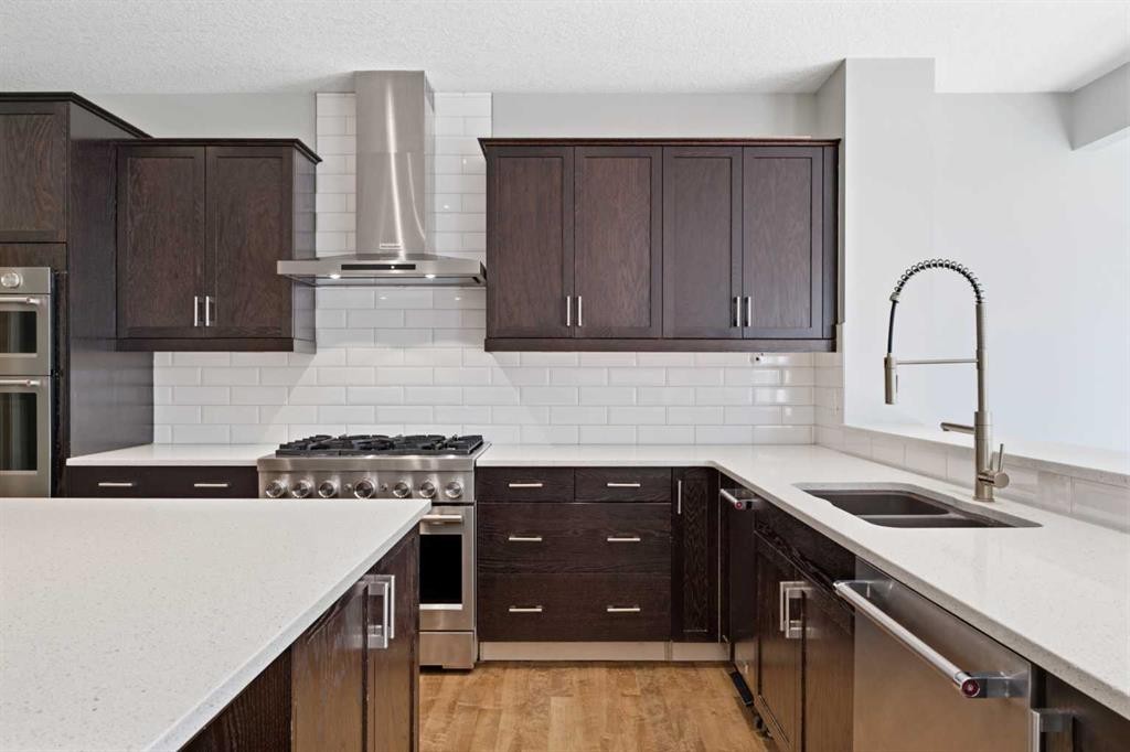 117 Auburn Glen Drive Se, Calgary, AB - Indoor Photo Showing Kitchen With Stainless Steel Kitchen With Double Sink With Upgraded Kitchen