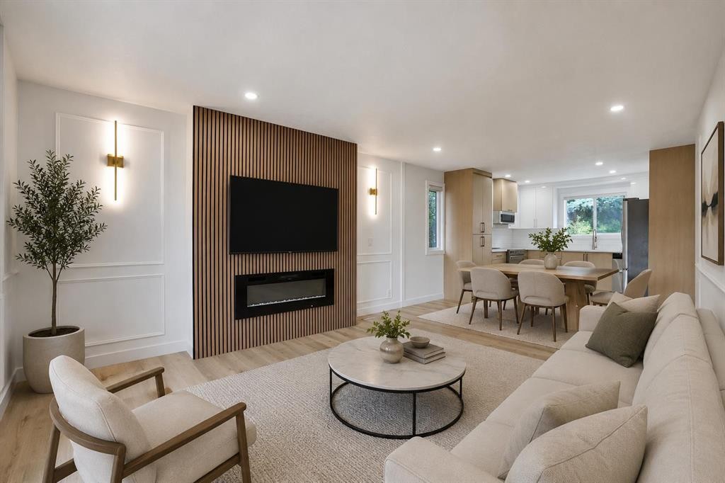 1903 62 Street Ne, Calgary, AB - Indoor Photo Showing Living Room With Fireplace