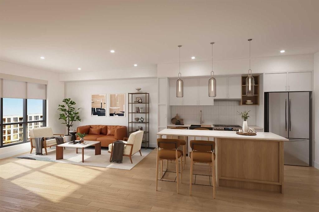 216-1251 Mahogany Boulevard Se, Calgary, AB - Indoor Photo Showing Kitchen With Upgraded Kitchen