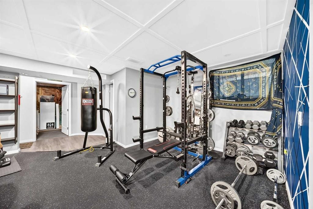 16 Sunrise Crescent, Cochrane, AB - Indoor Photo Showing Gym Room