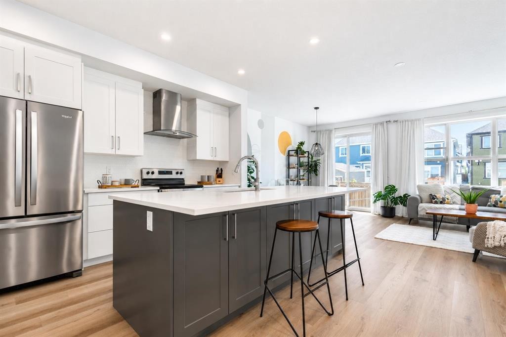 229 Masters Row Se, Calgary, AB - Indoor Photo Showing Kitchen With Upgraded Kitchen