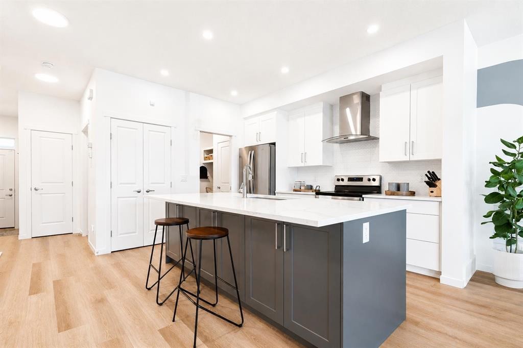 229 Masters Row Se, Calgary, AB - Indoor Photo Showing Kitchen With Upgraded Kitchen