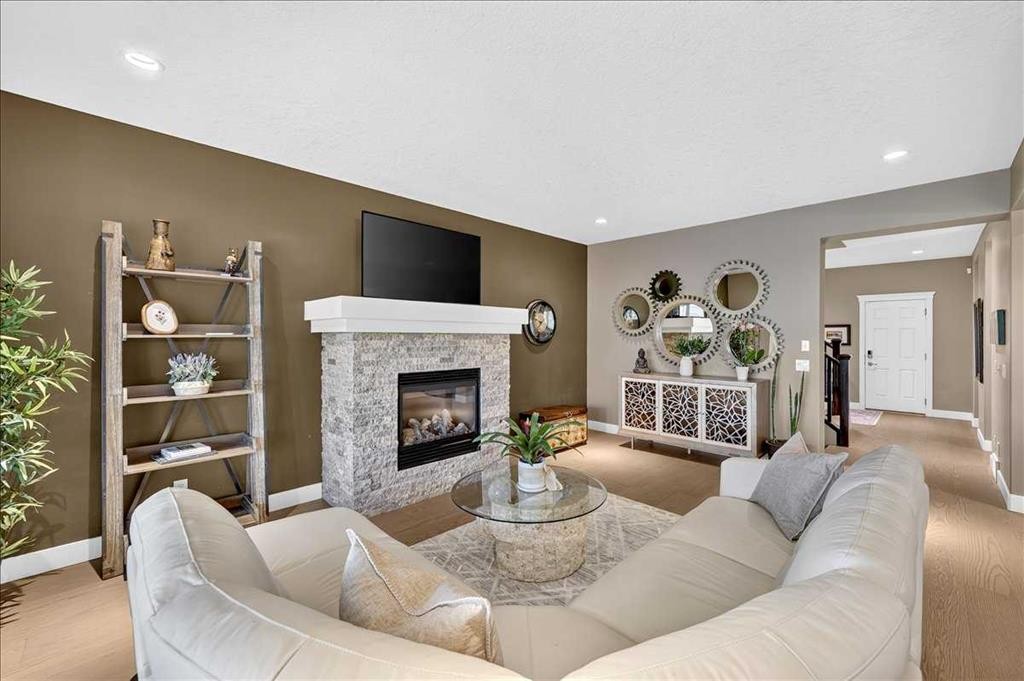 146 Valley Pointe Way Nw, Calgary, AB - Indoor Photo Showing Living Room With Fireplace