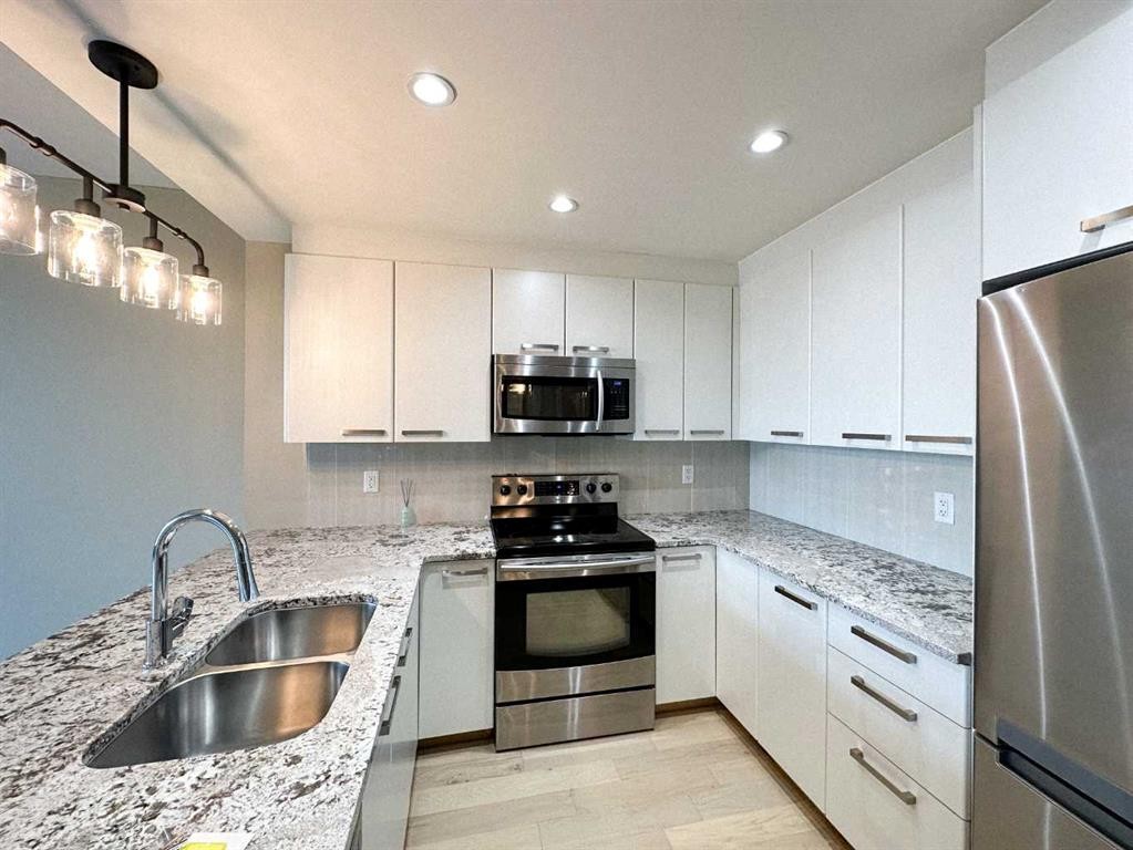 502-225 11 Avenue Se, Calgary, AB - Indoor Photo Showing Kitchen With Double Sink With Upgraded Kitchen