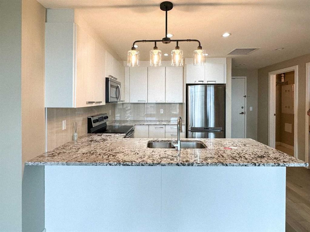 502-225 11 Avenue Se, Calgary, AB - Indoor Photo Showing Kitchen With Double Sink With Upgraded Kitchen