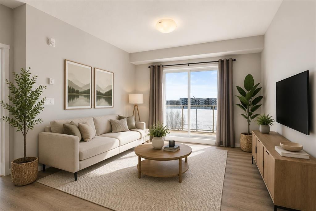 305-20 Seton Park Se, Calgary, AB - Indoor Photo Showing Living Room
