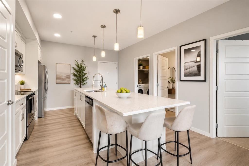305-20 Seton Park Se, Calgary, AB - Indoor Photo Showing Kitchen With Upgraded Kitchen