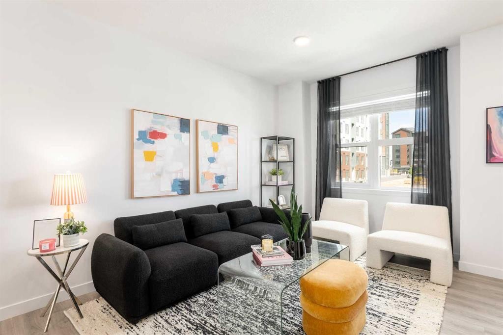 90 Heirloom Passage Se, Calgary, AB - Indoor Photo Showing Living Room