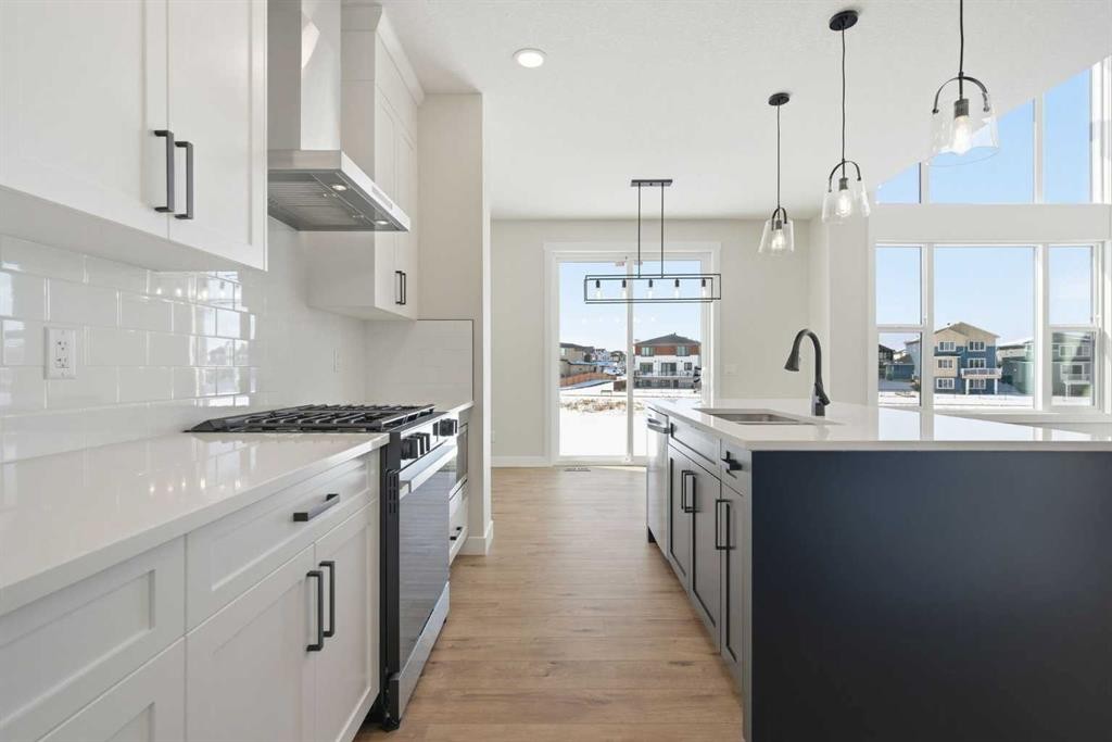 358 Kinniburgh Loop, Chestermere, AB - Indoor Photo Showing Kitchen With Upgraded Kitchen