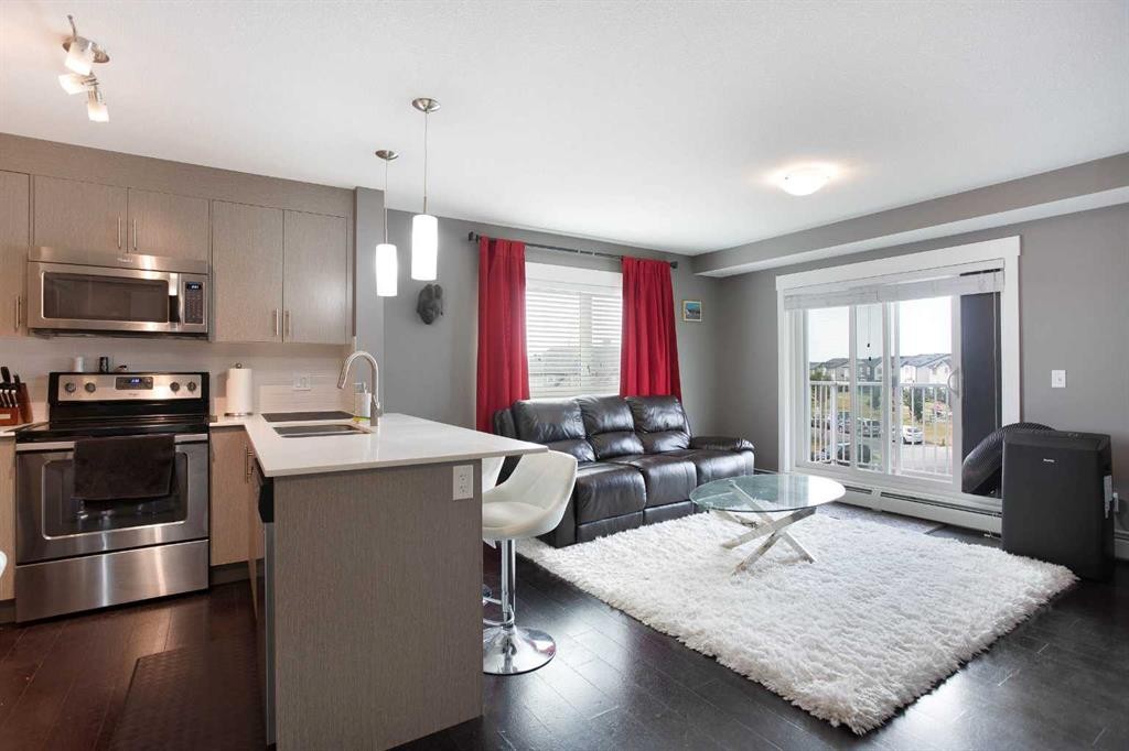 3302-302 Skyview Ranch Drive Ne, Calgary, AB - Indoor Photo Showing Kitchen With Double Sink With Upgraded Kitchen