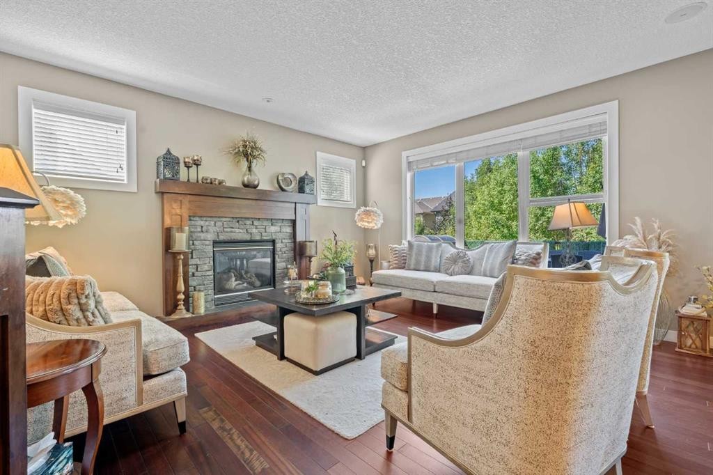 78 Auburn Sound Place Se, Calgary, AB - Indoor Photo Showing Living Room With Fireplace