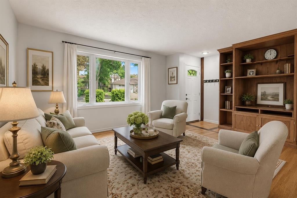 2056 Cottonwood Crescent Se, Calgary, AB - Indoor Photo Showing Living Room