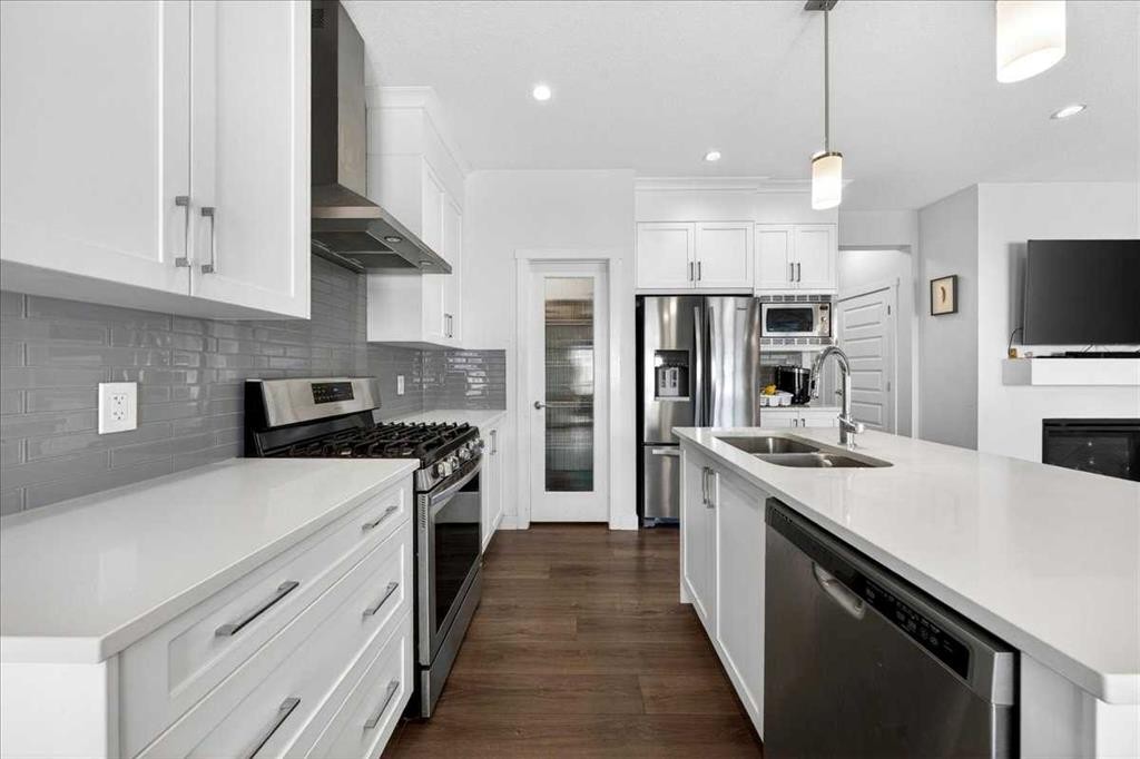 44 Saddlestone Way Ne, Calgary, AB - Indoor Photo Showing Kitchen With Double Sink With Upgraded Kitchen