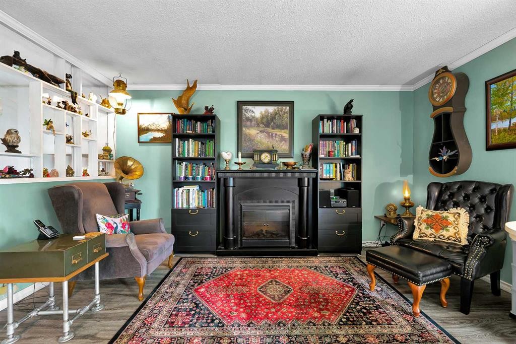 3722 Dover Ridge Drive Se, Calgary, AB - Indoor Photo Showing Living Room With Fireplace