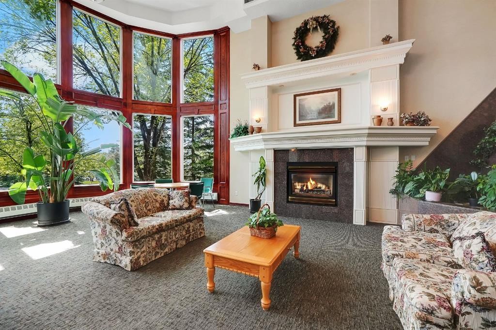 227-1920 14 Avenue Ne, Calgary, AB - Indoor Photo Showing Living Room With Fireplace