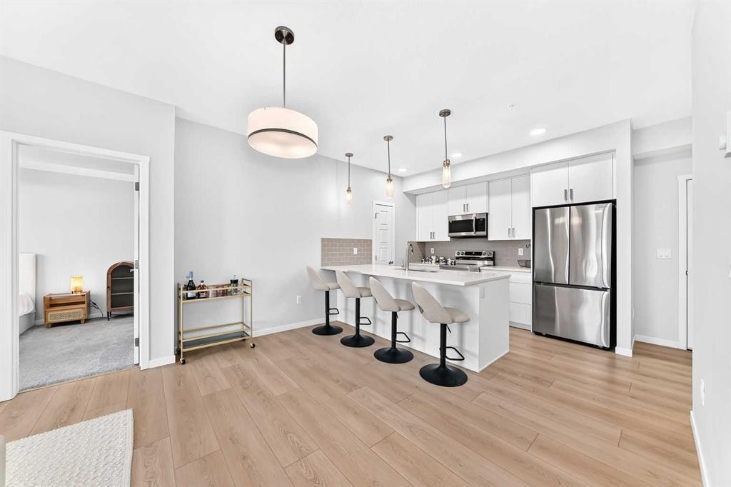 6301-20295 Seton Way Se, Calgary, AB - Indoor Photo Showing Kitchen With Stainless Steel Kitchen With Upgraded Kitchen