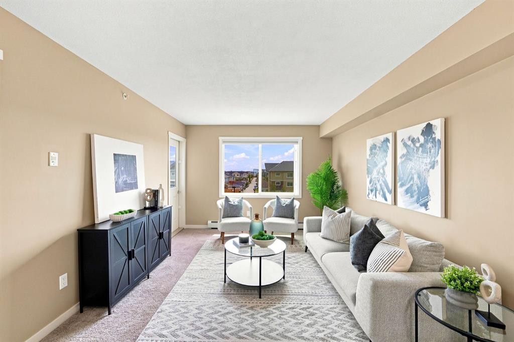 3407-181 Skyview Ranch Manor Ne, Calgary, AB - Indoor Photo Showing Living Room
