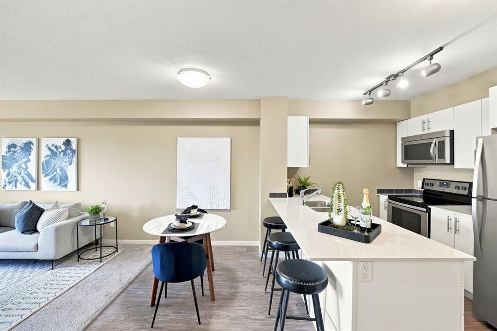 3407-181 Skyview Ranch Manor Ne, Calgary, AB - Indoor Photo Showing Kitchen With Stainless Steel Kitchen With Double Sink