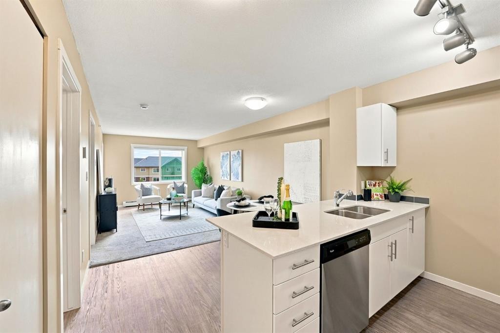 3407-181 Skyview Ranch Manor Ne, Calgary, AB - Indoor Photo Showing Kitchen With Double Sink