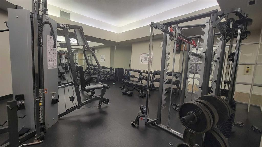 13-2000 Edenwold Heights Nw, Calgary, AB - Indoor Photo Showing Gym Room