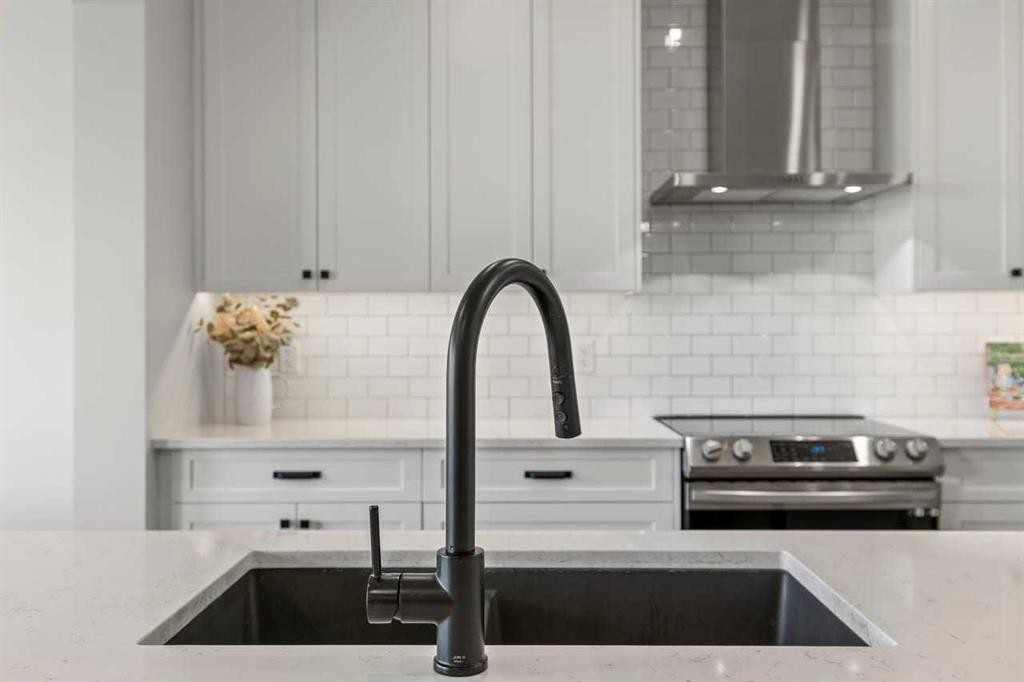 45 Savoy Landing Se, Calgary, AB - Indoor Photo Showing Kitchen With Double Sink With Upgraded Kitchen