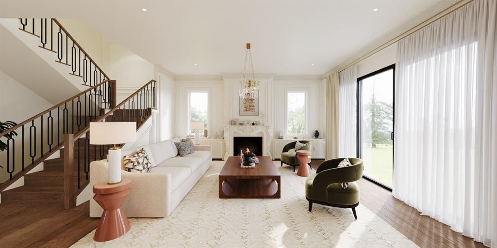 6511 Law Drive Sw, Calgary, AB - Indoor Photo Showing Living Room With Fireplace