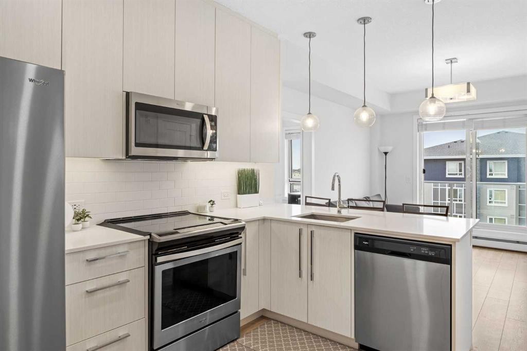 2403-76 Cornerstone Passage Ne, Calgary, AB - Indoor Photo Showing Kitchen With Upgraded Kitchen
