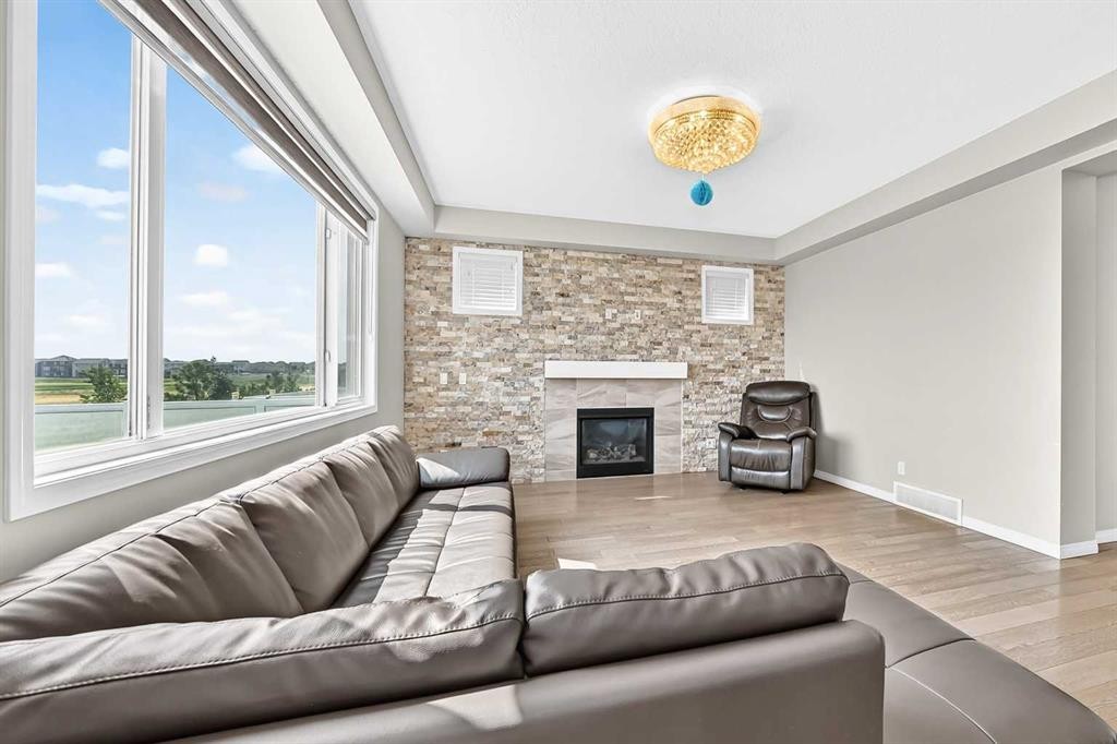 247 Cityscape Way Ne, Calgary, AB - Indoor Photo Showing Living Room With Fireplace