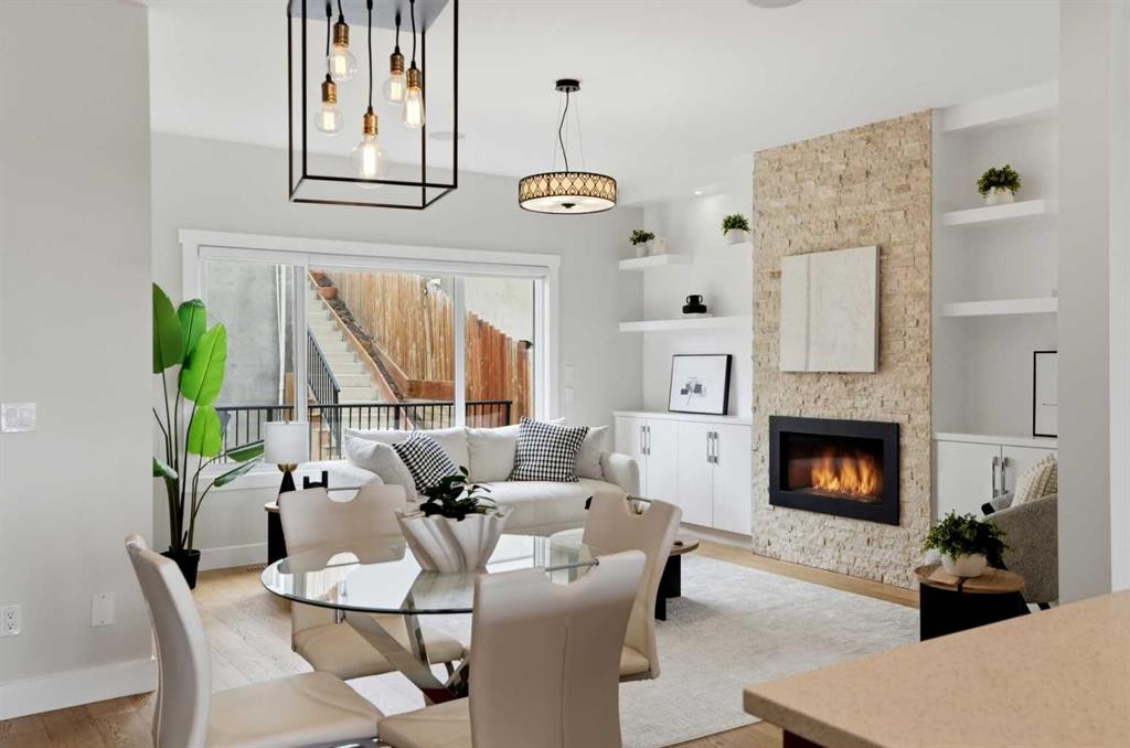 3817 Centre A Street Ne, Calgary, AB - Indoor With Fireplace