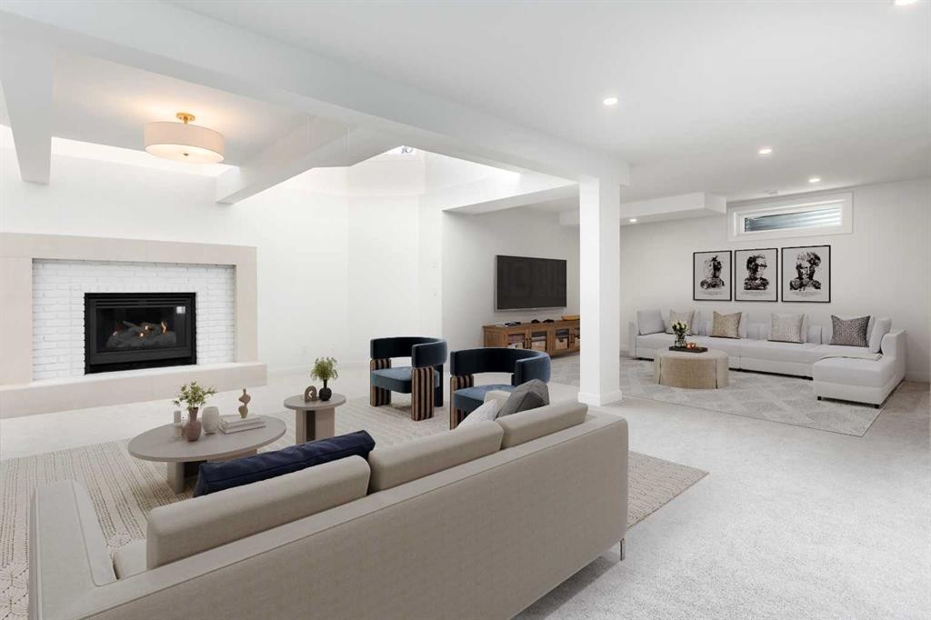 58 Edgevalley Close Nw, Calgary, AB - Indoor Photo Showing Living Room With Fireplace