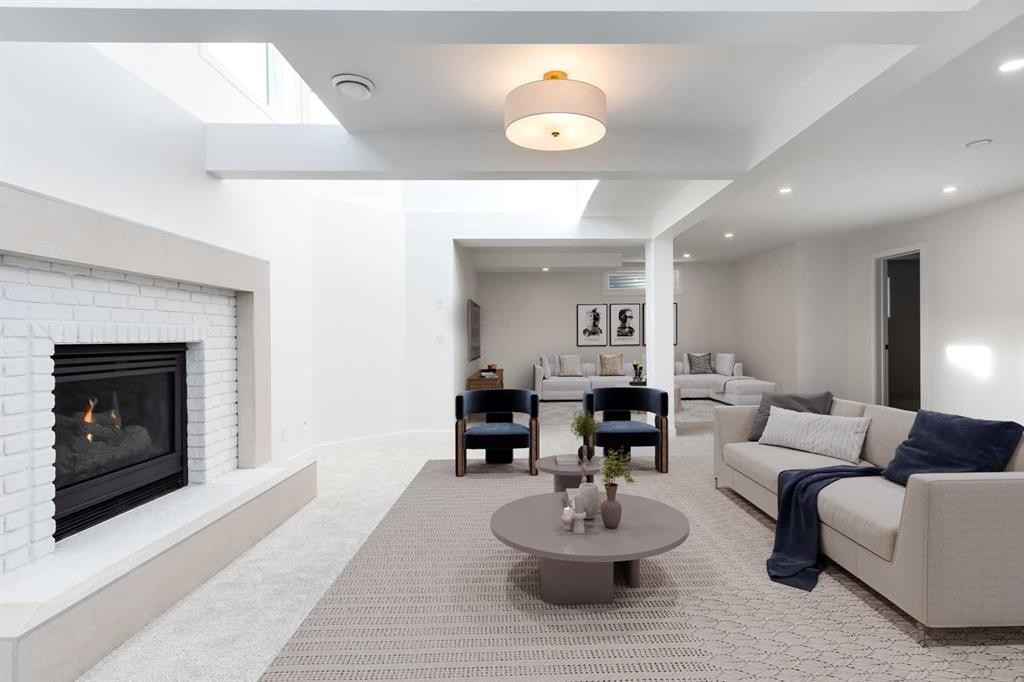 58 Edgevalley Close Nw, Calgary, AB - Indoor Photo Showing Living Room With Fireplace