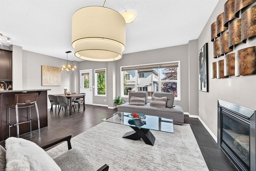 325 Kincora Glen Rise Nw, Calgary, AB - Indoor Photo Showing Living Room With Fireplace