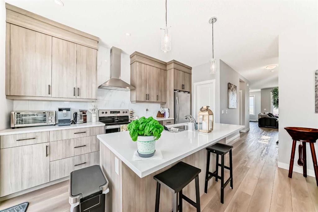 20893 Main Street Se, Calgary, AB - Indoor Photo Showing Kitchen With Upgraded Kitchen