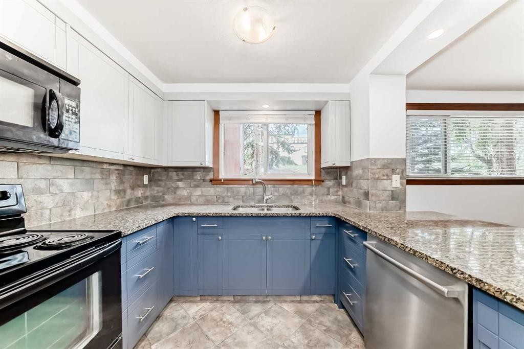 112-315 50 Avenue Sw, Calgary, AB - Indoor Photo Showing Kitchen With Double Sink