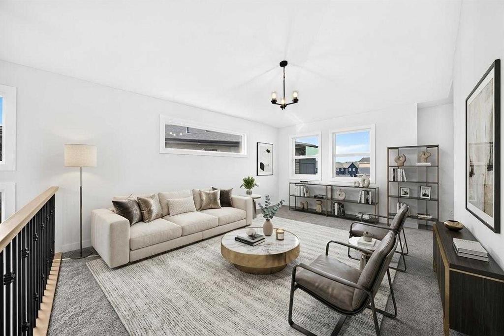 199 Langwell Common Se, Airdrie, AB - Indoor Photo Showing Living Room