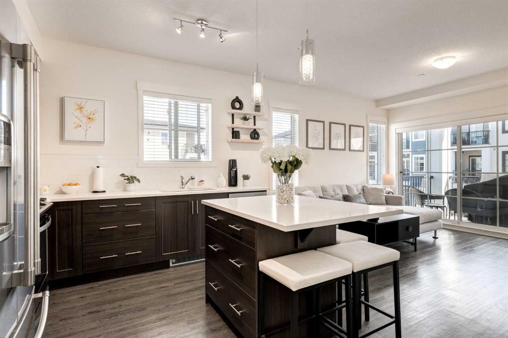 7310-151 Legacy Main Street Se, Calgary, AB - Indoor Photo Showing Kitchen With Upgraded Kitchen