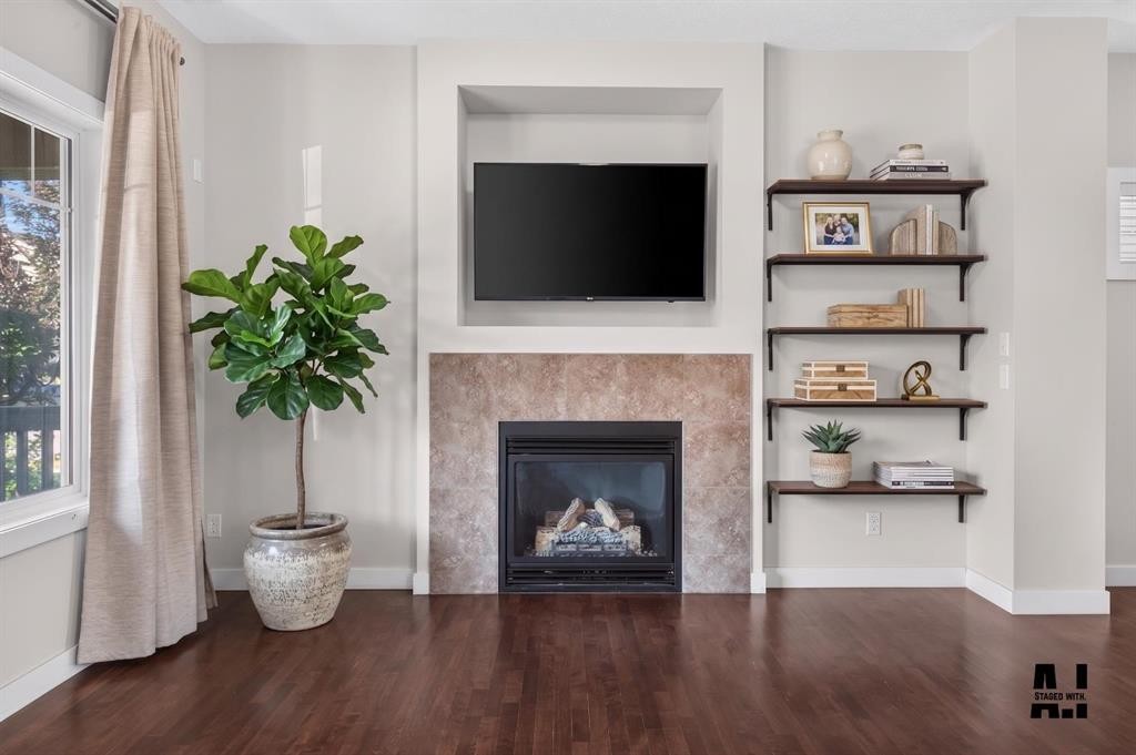 22 Panora Road Nw, Calgary, AB - Indoor Photo Showing Living Room With Fireplace