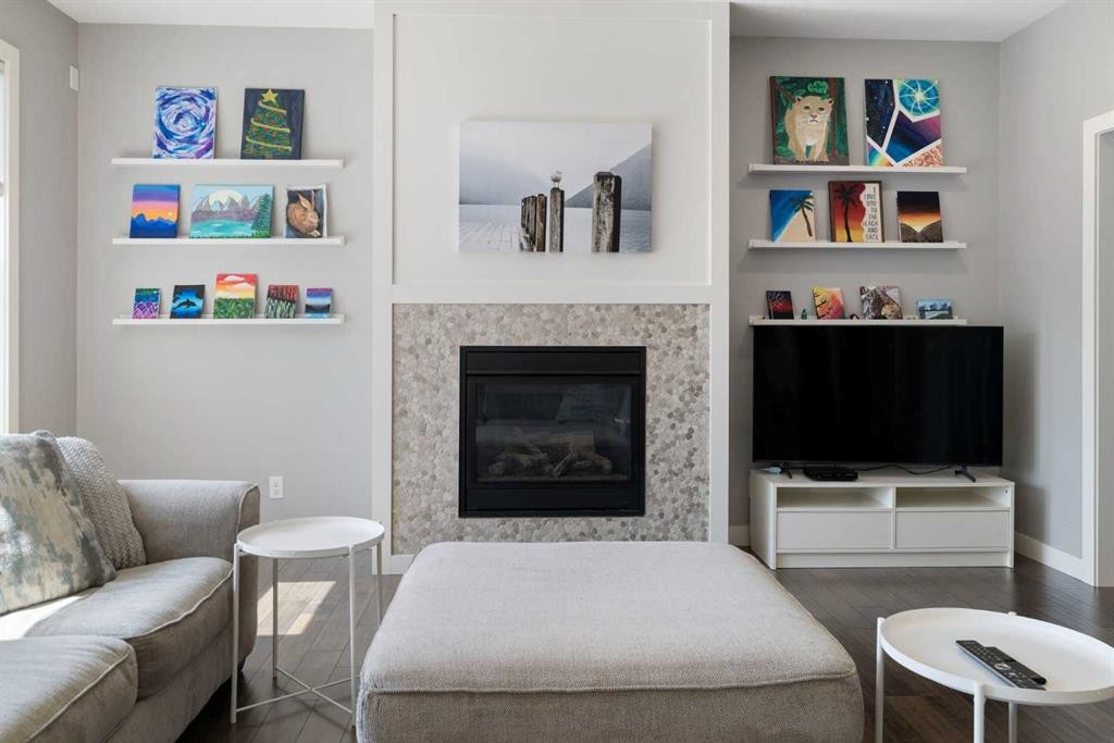94 Masters Mews Se, Calgary, AB - Indoor With Fireplace
