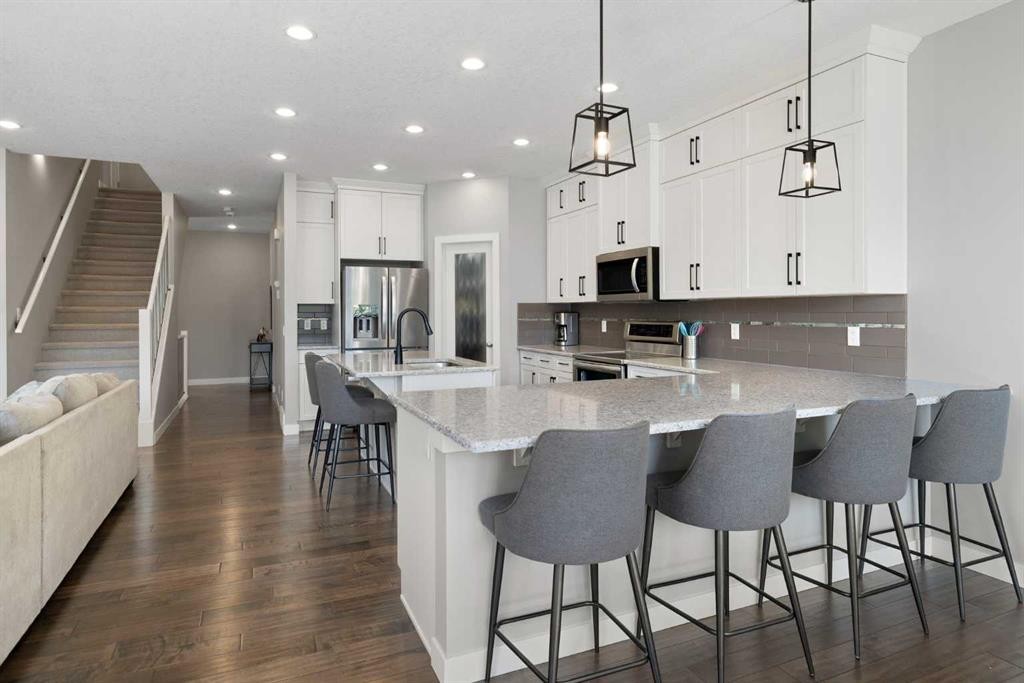 94 Masters Mews Se, Calgary, AB - Indoor Photo Showing Kitchen With Stainless Steel Kitchen With Upgraded Kitchen