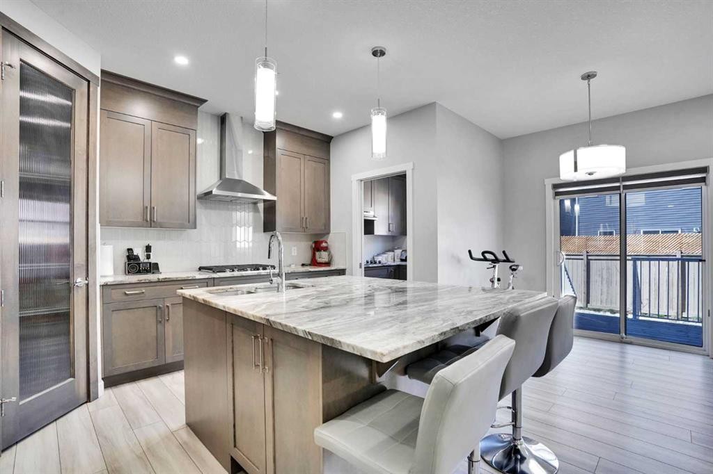 50 Saddlestone Place Ne, Calgary, AB - Indoor Photo Showing Kitchen With Double Sink With Upgraded Kitchen