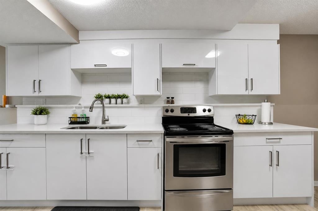 115 Abingdon Crescent Ne, Calgary, AB - Indoor Photo Showing Kitchen With Stainless Steel Kitchen With Double Sink With Upgraded Kitchen
