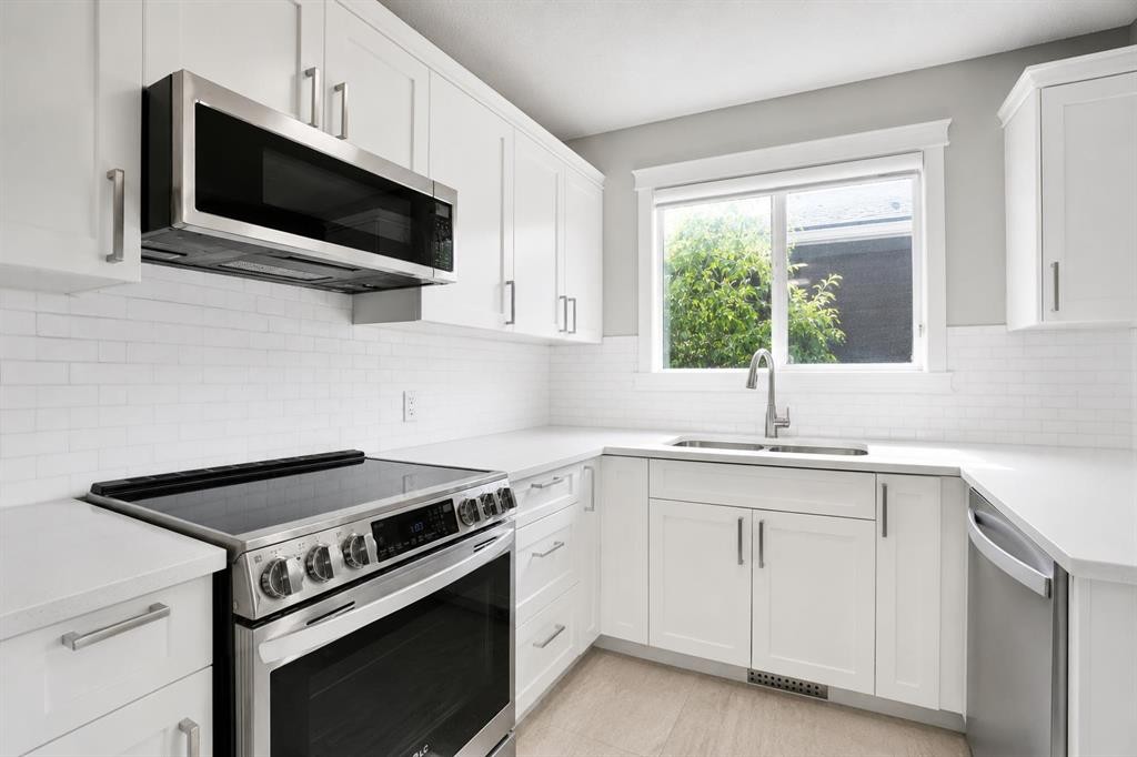 115 Abingdon Crescent Ne, Calgary, AB - Indoor Photo Showing Kitchen With Double Sink