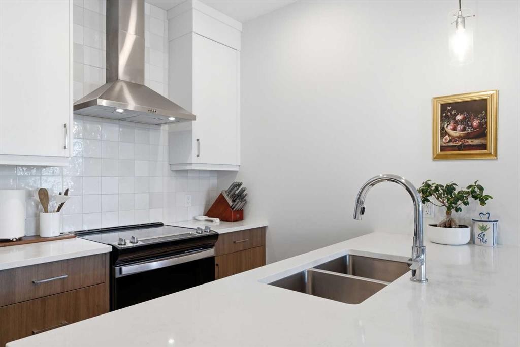 31 Seton Row Se, Calgary, AB - Indoor Photo Showing Kitchen With Double Sink With Upgraded Kitchen